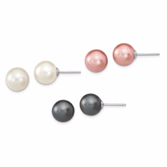 Jewelry - Sterling Silver 10mm Pearl Earring Set